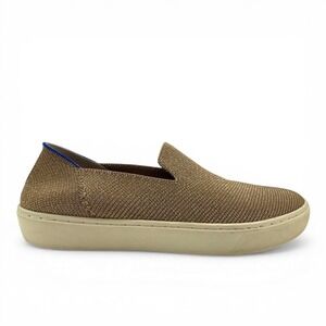 Rothys The Original Slip On Sneaker Womens 9.5 Gold Metallic Twill Shoes 006-190
